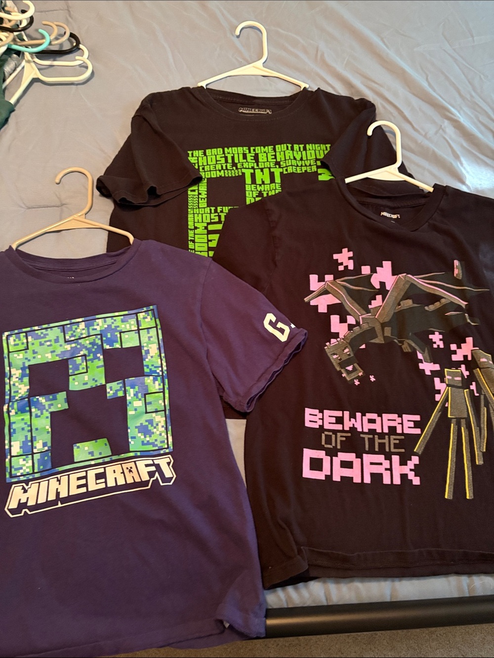 GAP Kids Black Minecraft 'Beware of the Dark' Tee with Pink & Green Graphics